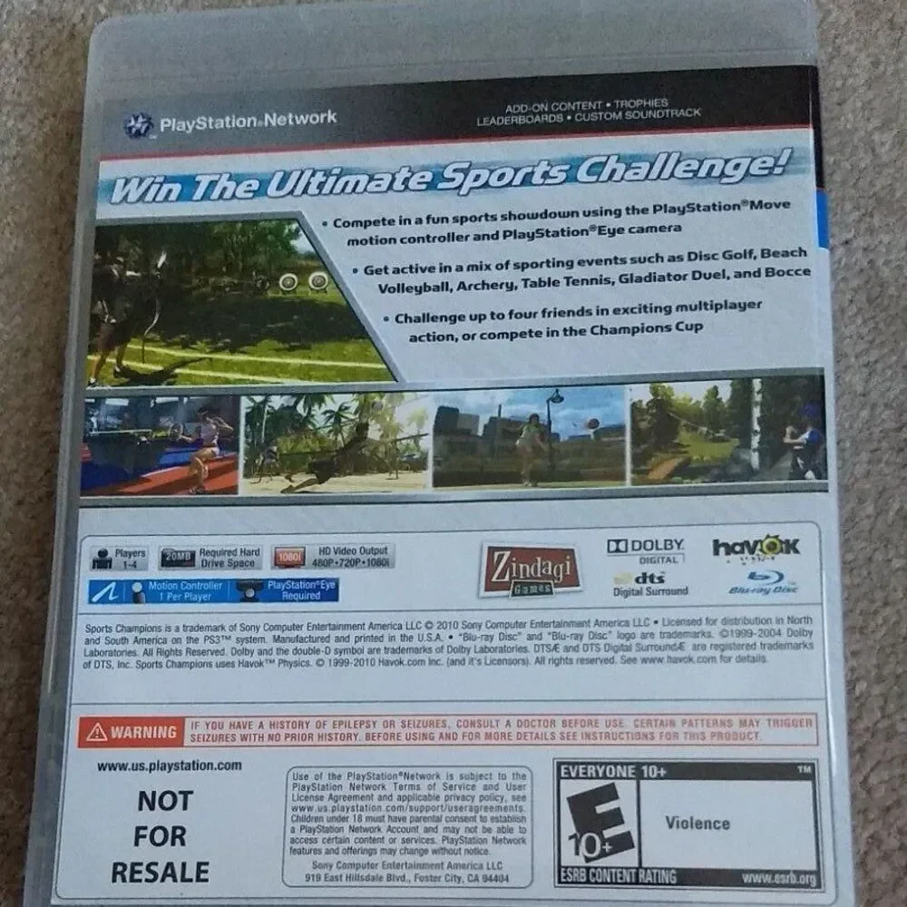 Sports Champions PlayStation 3 PS3 Video Game Complete Very Good, Tested